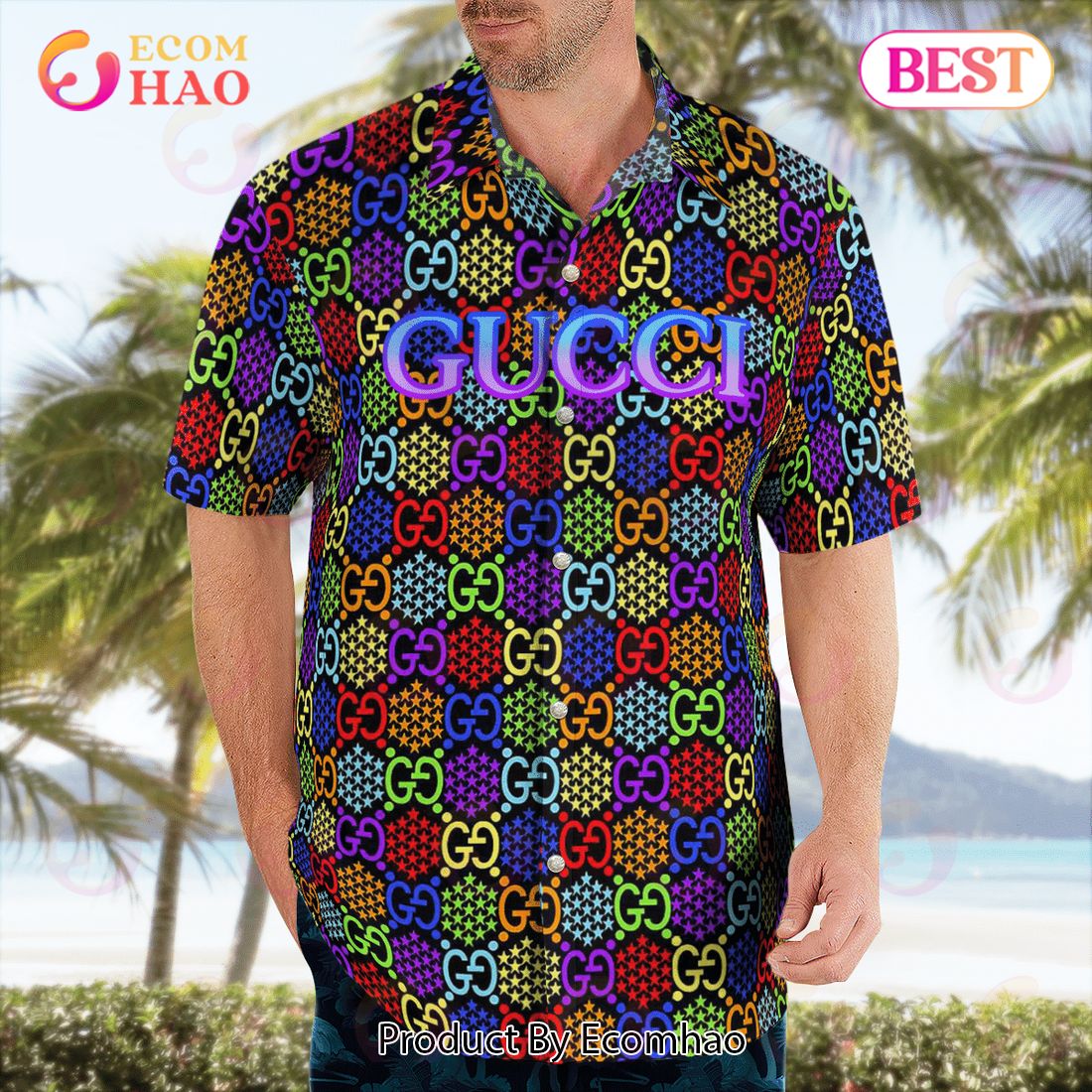 NEW Gucci Hot Color Summer 2023 Hawaiian Shirt & Beach Shorts Luxury Items