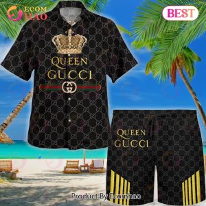 NEW Gucci King Black Color  Hawaiian Shirt & Beach Shorts