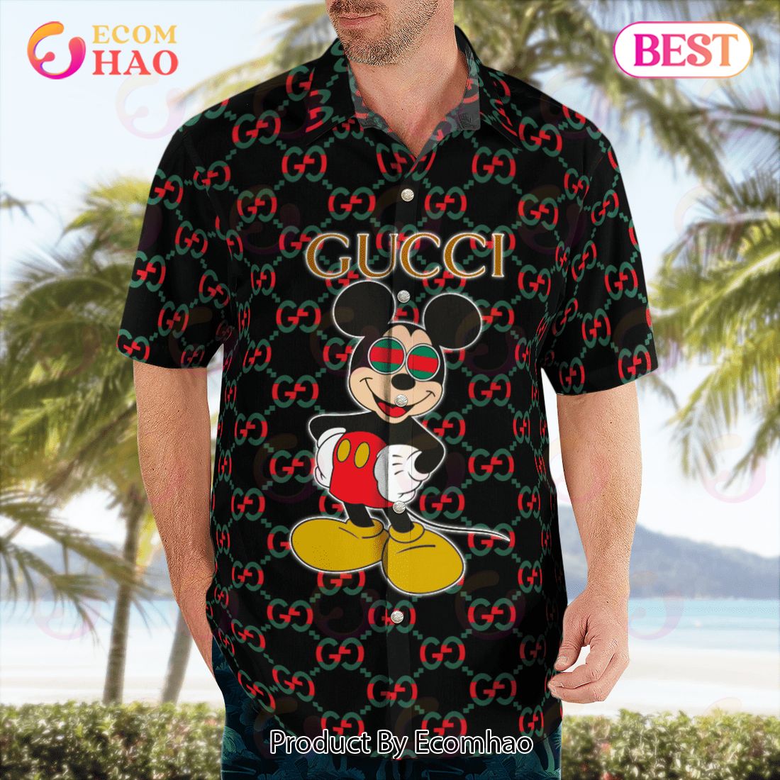 NEW Gucci Mickey Hot Summer Hawaiian Shirt & Beach Shorts Luxury Items