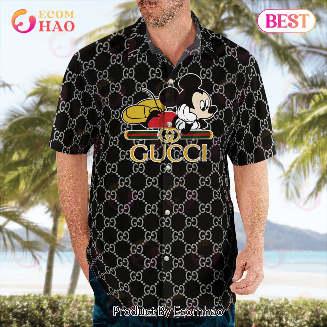 NEW Gucci Mickey Mouse Hawaiian Shirt & Beach Shorts Luxury Items