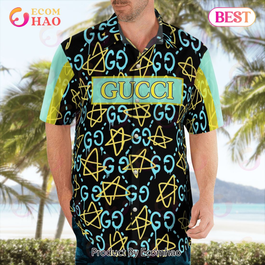 NEW Gucci Star Hawaiian Shirt & Beach Shorts Luxury Items