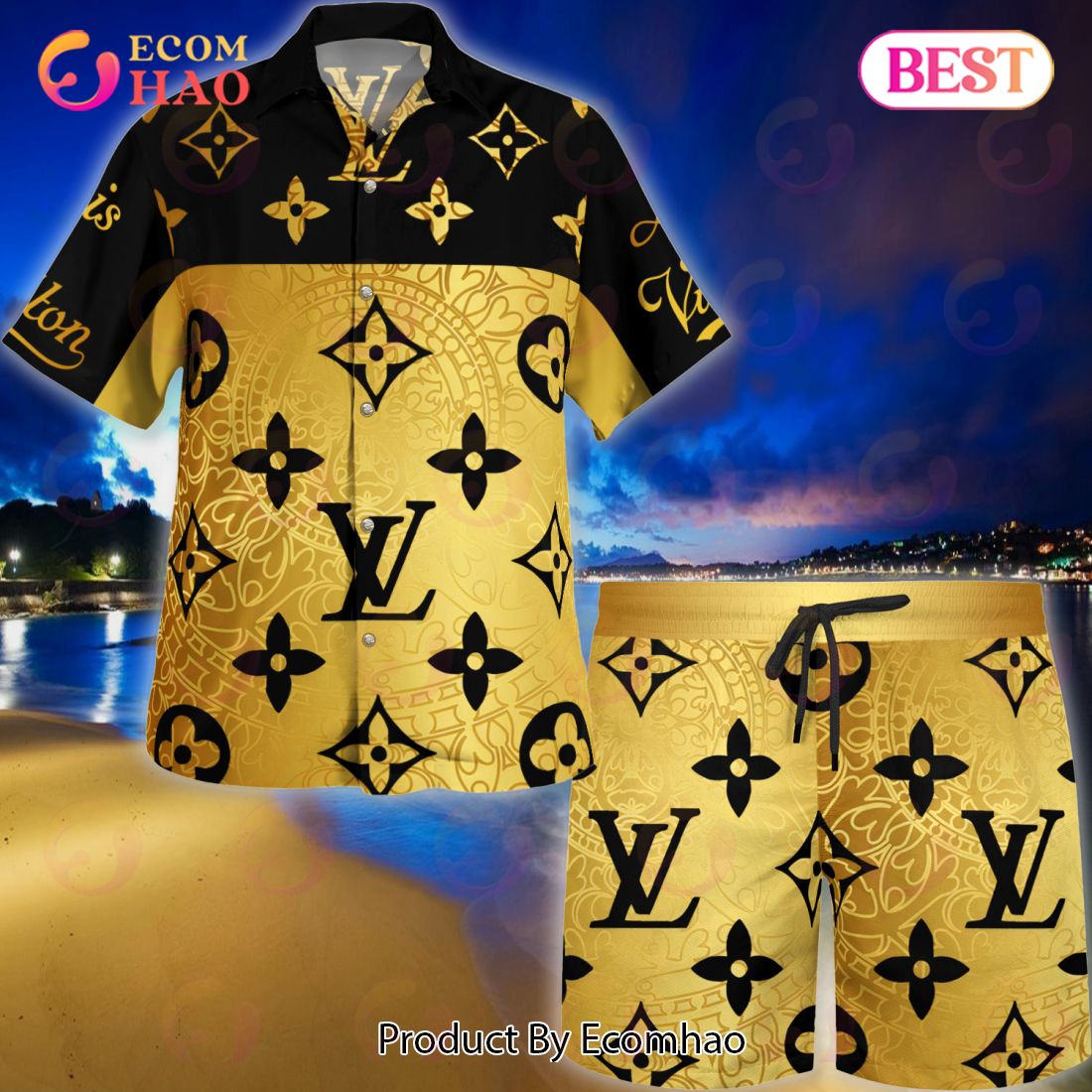 NEW Louis Vuitton Mix Supreme Hawaiian Shirt & Beach Shorts - Ecomhao Store