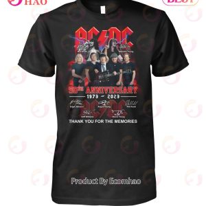 ACDC 50th Anniversary 1973 – 2023 Thank You For The Memories Print On Both Sides T-Shirt