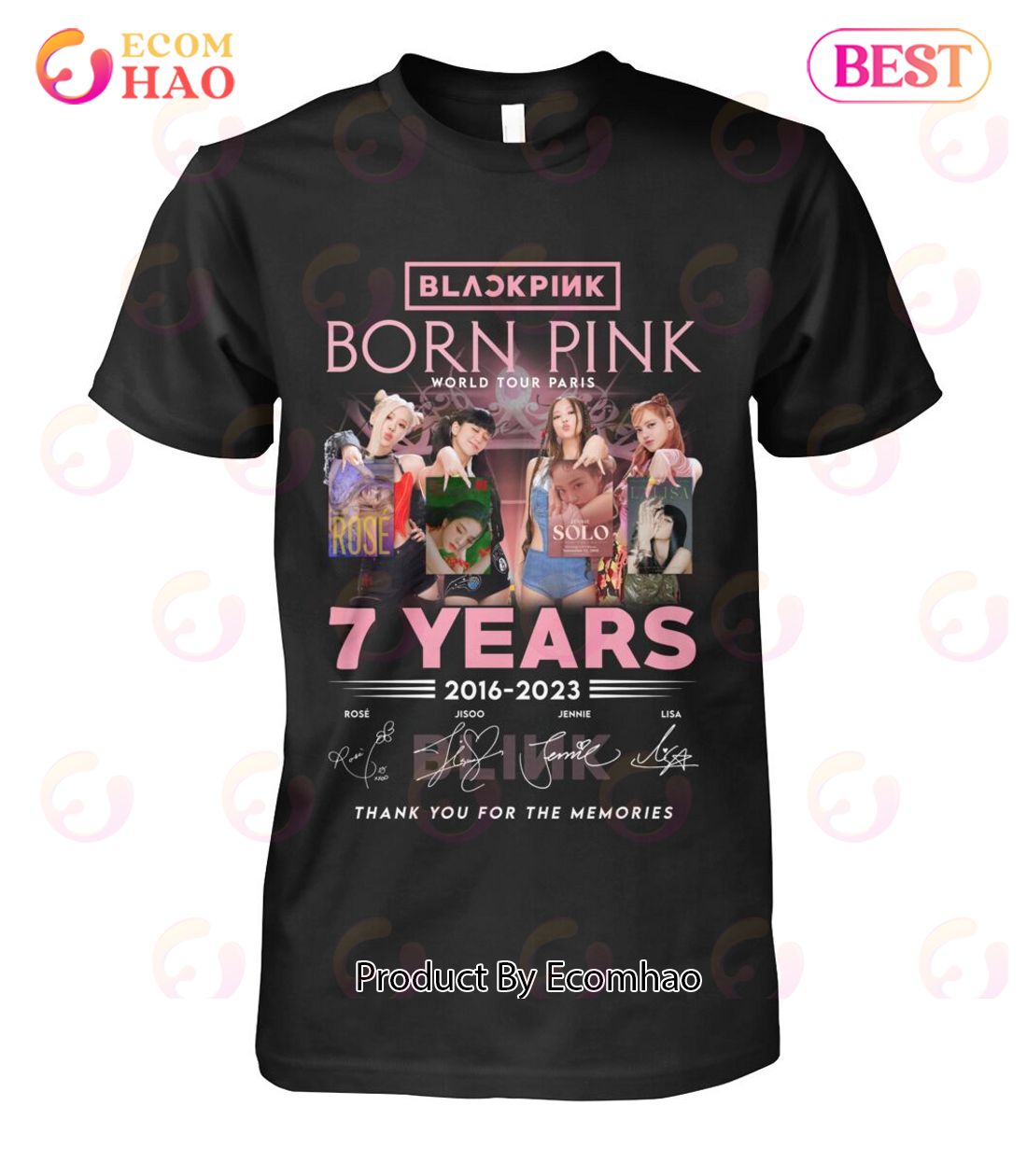 Black Pink Born Pink World Tour Paris 7 Years 2016 – 2023 Thank You For The Memories T-Shirt