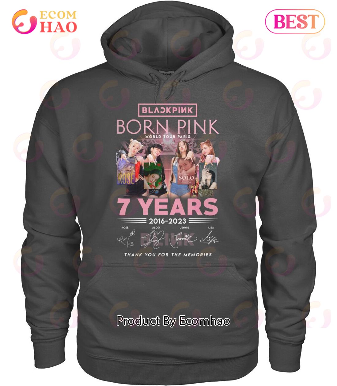 Black Pink Born Pink World Tour Paris 7 Years 2016 – 2023 Thank You For The Memories T-Shirt