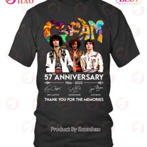 Cream Band 57th Anniversary 1966 – 2023 Thank You For The Memories T-Shirt