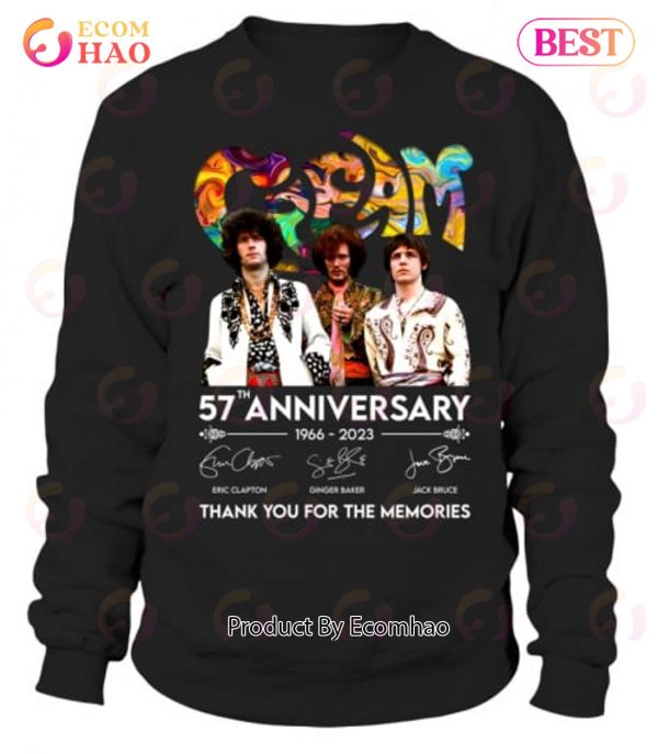 Cream Band 57th Anniversary 1966 – 2023 Thank You For The Memories T-Shirt