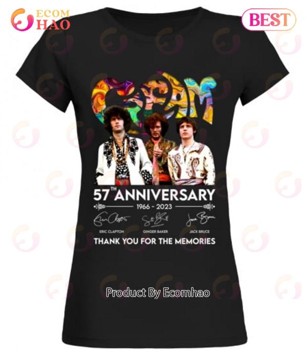Cream Band 57th Anniversary 1966 – 2023 Thank You For The Memories T-Shirt