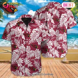 NFL Arizona Cardinals Special Hawaiian Tropical Leaves Design Button Shirt