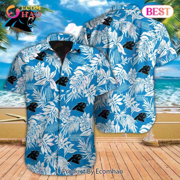 NFL Carolina Panthers Special Hawaiian Tropical Leaves Design Button Shirt