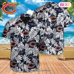NFL Chicago Bears Special Hawaiian Tropical Leaves Design Button Shirt