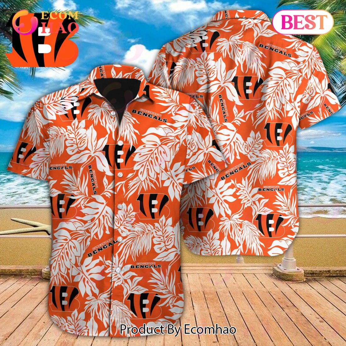 NFL Cleveland Browns Special Hawaiian Tropical Leaves Design Button Shirt