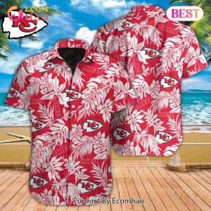 NFL Kansas City Chiefs Special Hawaiian Tropical Leaves Design Button Shirt