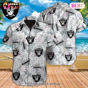 NFL Las Vegas Raiders Special Hawaiian Tropical Leaves Design Button Shirt