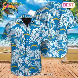 NFL Los Angeles Chargers Special Hawaiian Tropical Leaves Design Button Shirt