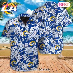 NFL Los Angeles Rams Special Hawaiian Tropical Leaves Design Button Shirt