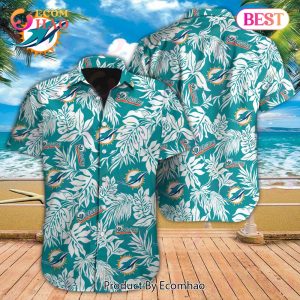 NFL Miami Dolphins Special Hawaiian Tropical Leaves Design Button Shirt