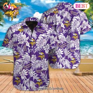 NFL Minnesota Vikings Special Hawaiian Tropical Leaves Design Button Shirt