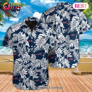 NFL New England Patriots Special Hawaiian Tropical Leaves Design Button Shirt
