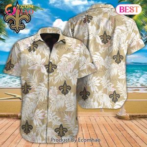 NFL New Orleans Saints Special Hawaiian Tropical Leaves Design Button Shirt