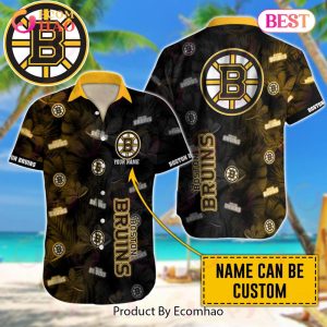 NHL Boston Bruins Special Custom Name Hawaiian Design Button Shirt