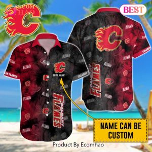 NHL Calgary Flames Special Custom Name Hawaiian Design Button Shirt