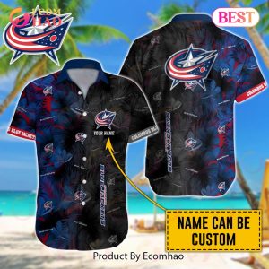 NHL Columbus Blue Jackets Special Custom Name Hawaiian Design Button Shirt