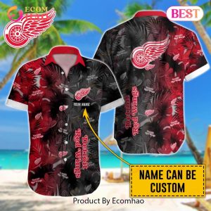 NHL Detroit Red Wings Special Custom Name Hawaiian Design Button Shirt