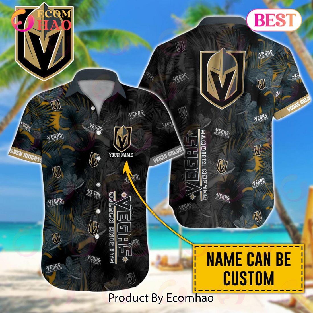 NHL Vegas Golden Knights Special Custom Name Hawaiian Design Button Shirt