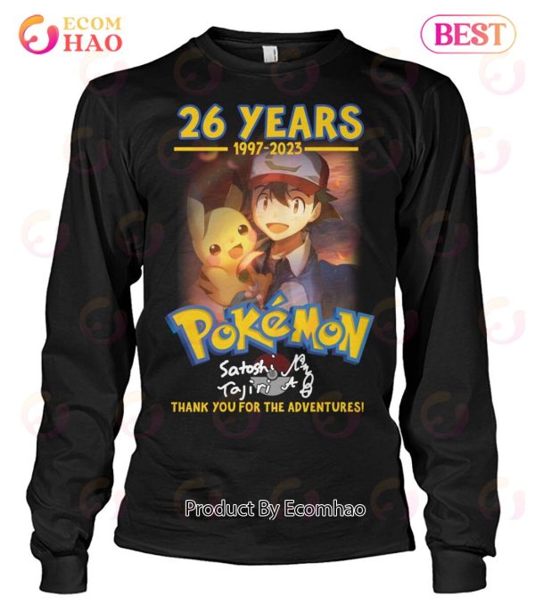 26 Years 1997 – 2023 Pokemon Tajiri Satoshi Thank You For The Adventures T-Shirt