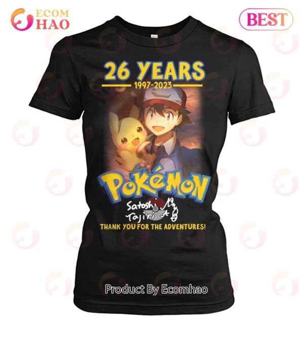 26 Years 1997 – 2023 Pokemon Tajiri Satoshi Thank You For The Adventures T-Shirt