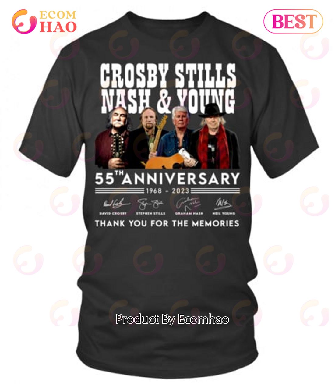 Crosby Stills Nash & Young 55th Anniversary 1968 – 2023 Thank You For The Memories T-Shirt