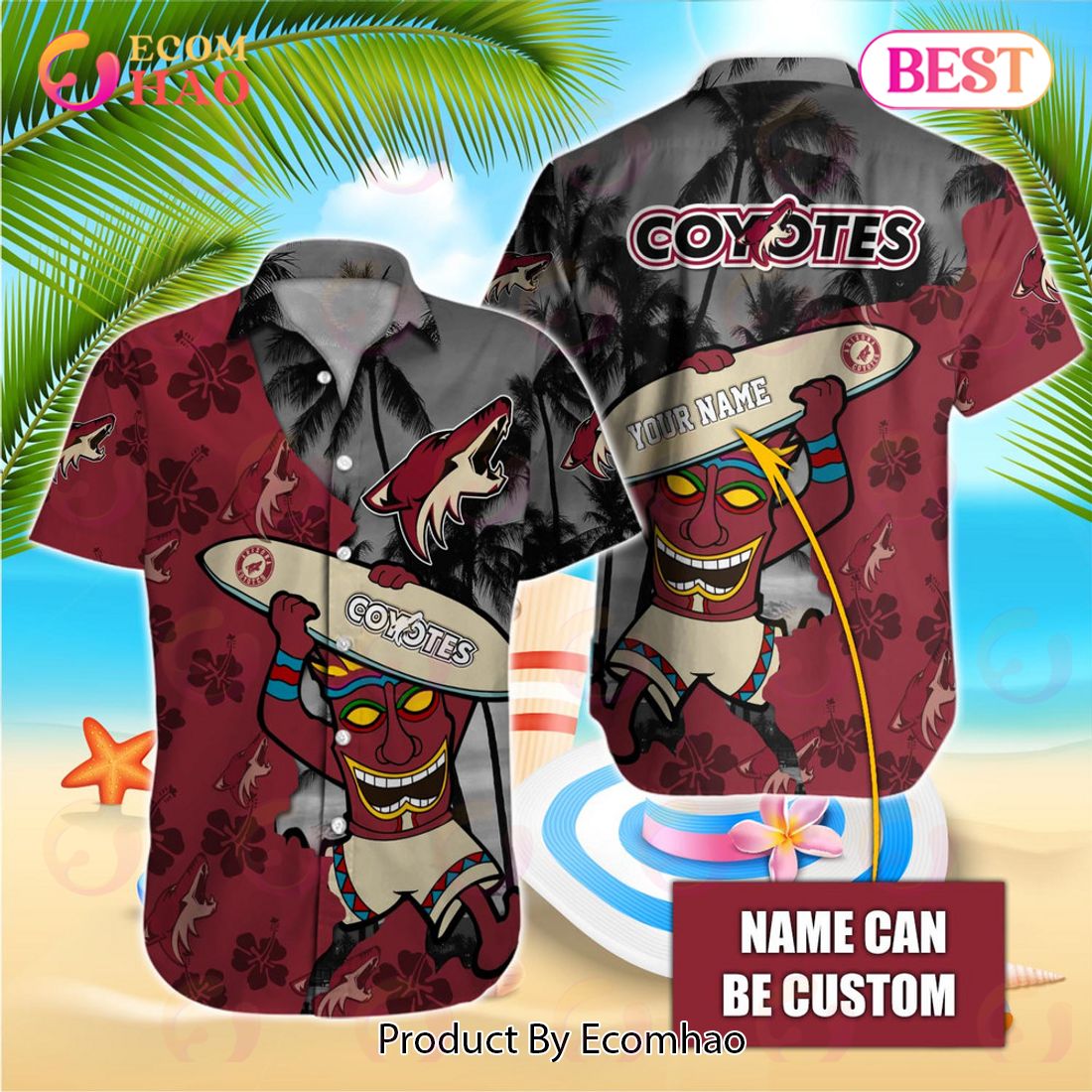 NHL Arizona Coyotes Special Native Hawaiians Design Button Shirt