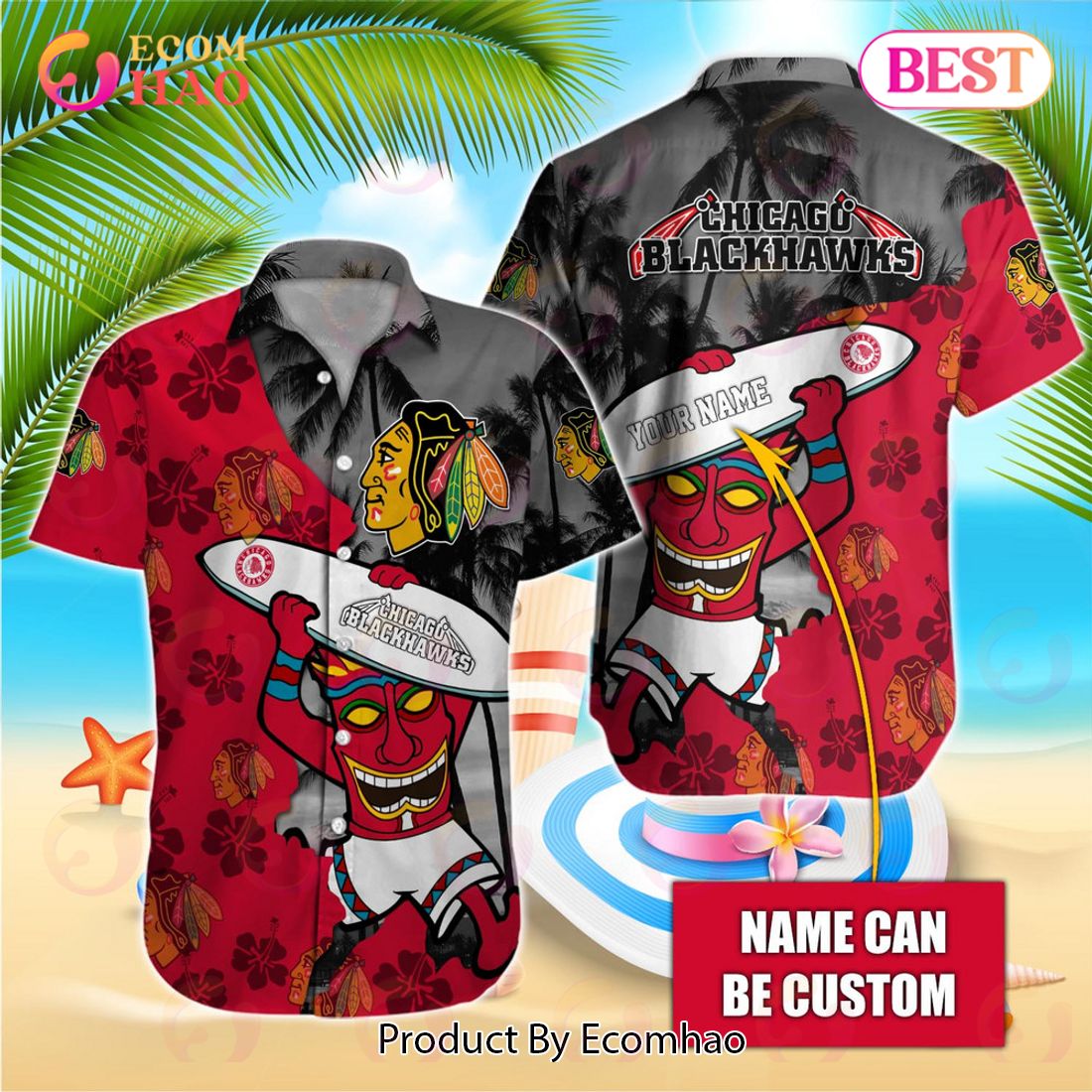 NHL Chicago Blackhawks Special Native Hawaiians Design Button Shirt