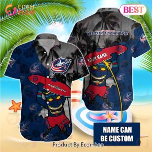 NHL Columbus Blue Jackets Special Native Hawaiians Design Button Shirt