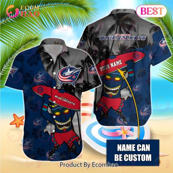 NHL Columbus Blue Jackets Special Native Hawaiians Design Button Shirt