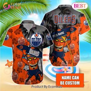 NHL Edmonton Oilers Special Native Hawaiians Design Button Shirt