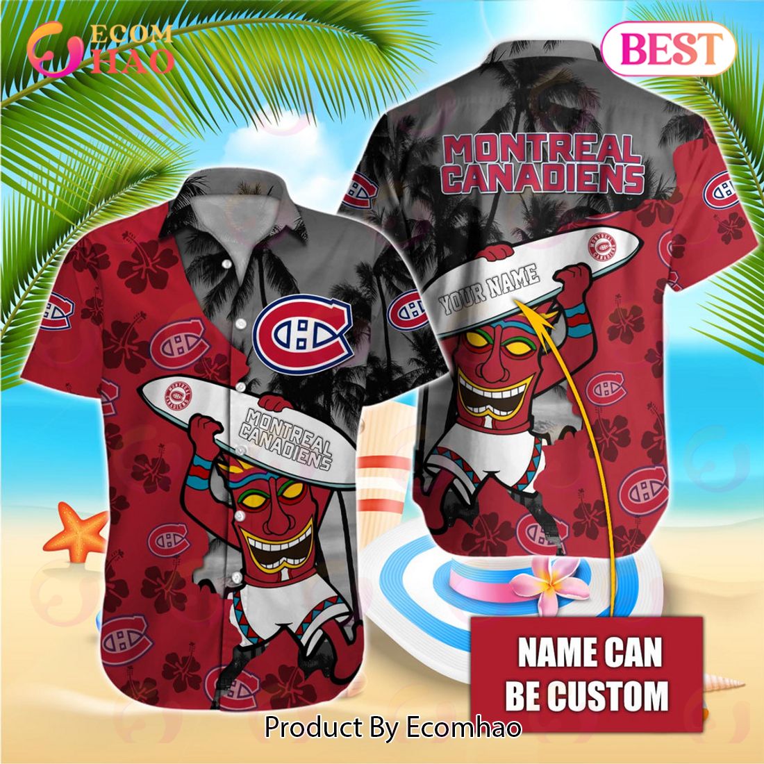 NHL Montreal Canadiens Special Native Hawaiians Design Button Shirt