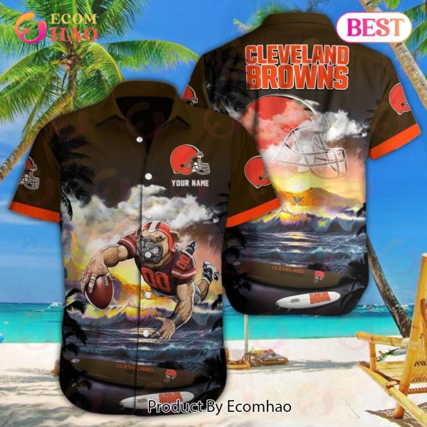 NFL Cleveland Browns Special Hawaiian Mascot Design Button Shirt
