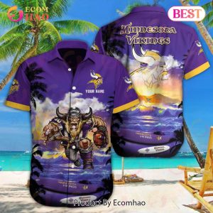 NFL Minnesota Vikings Special Hawaiian Mascot Design Button Shirt