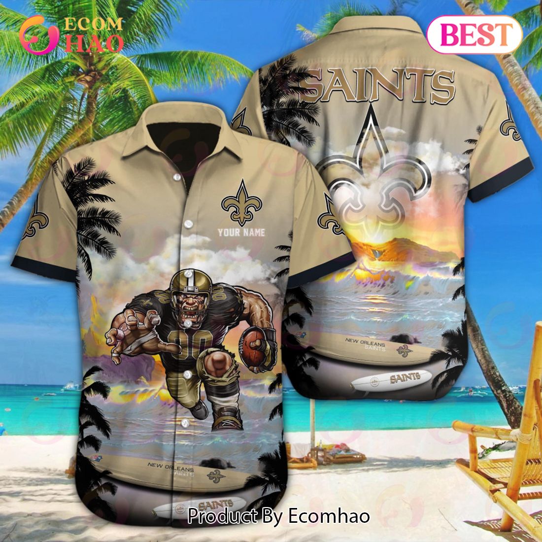 NFL New Orleans Saints Special Hawaiian Mascot Design Button Shirt