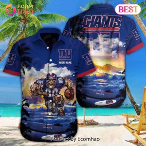 NFL New York Giants Special Hawaiian Mascot Design Button Shirt