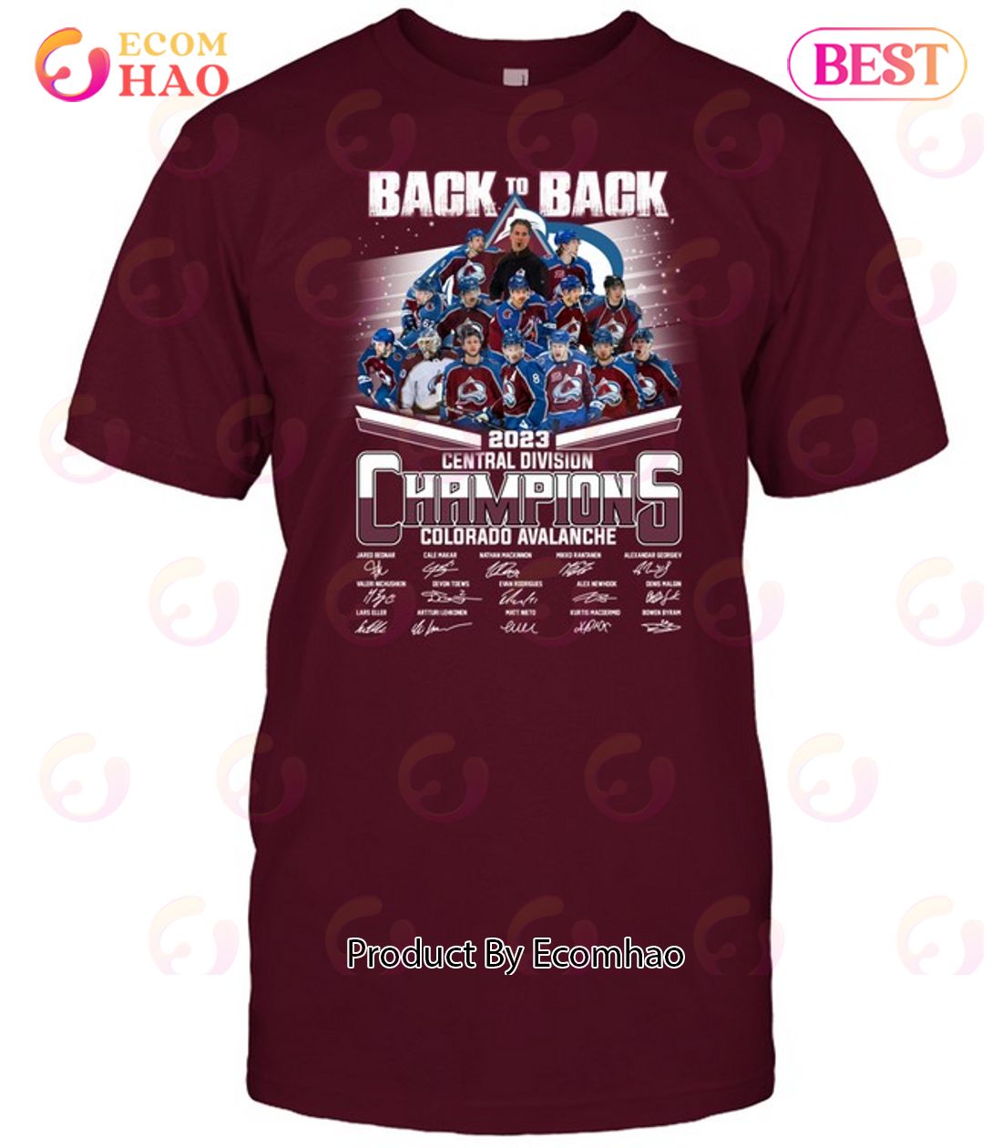 Back To Back 2023 Central Divison Champions Colorado Avalanche Signature T-Shirt