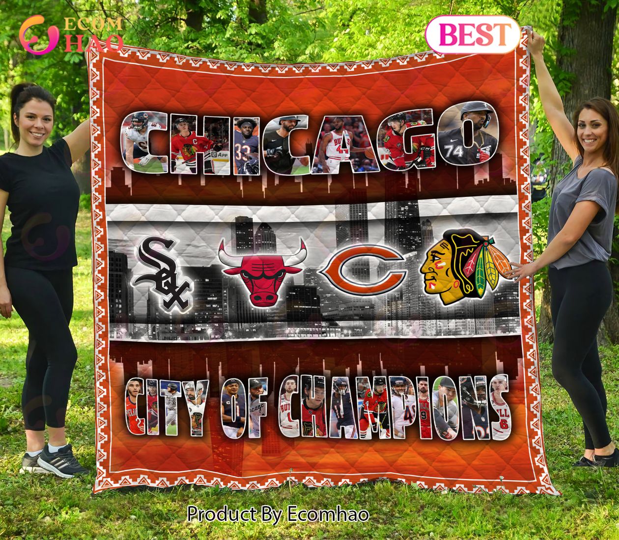 Chicago 2  City Of Champions Quilt And Blanket