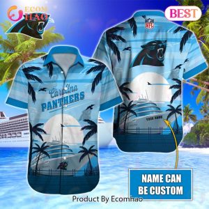 NFL Carolina Panthers Special Hawaiian Design With Ship And Coconut Tree Button Shirt