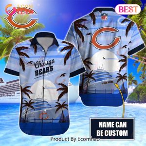 NFL Chicago Bears Special Hawaiian Design With Ship And Coconut Tree Button Shirt