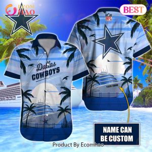NFL Dallas Cowboys Special Hawaiian Design With Ship And Coconut Tree Button Shirt