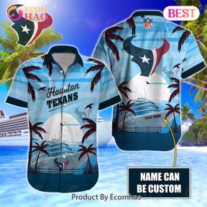 NFL Houston Texans Special Hawaiian Design With Ship And Coconut Tree Button Shirt