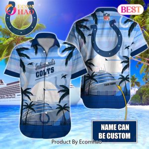 NFL Indianapolis Colts Special Hawaiian Design With Ship And Coconut Tree Button Shirt