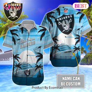 NFL Las Vegas Raiders Special Hawaiian Design With Ship And Coconut Tree Button Shirt